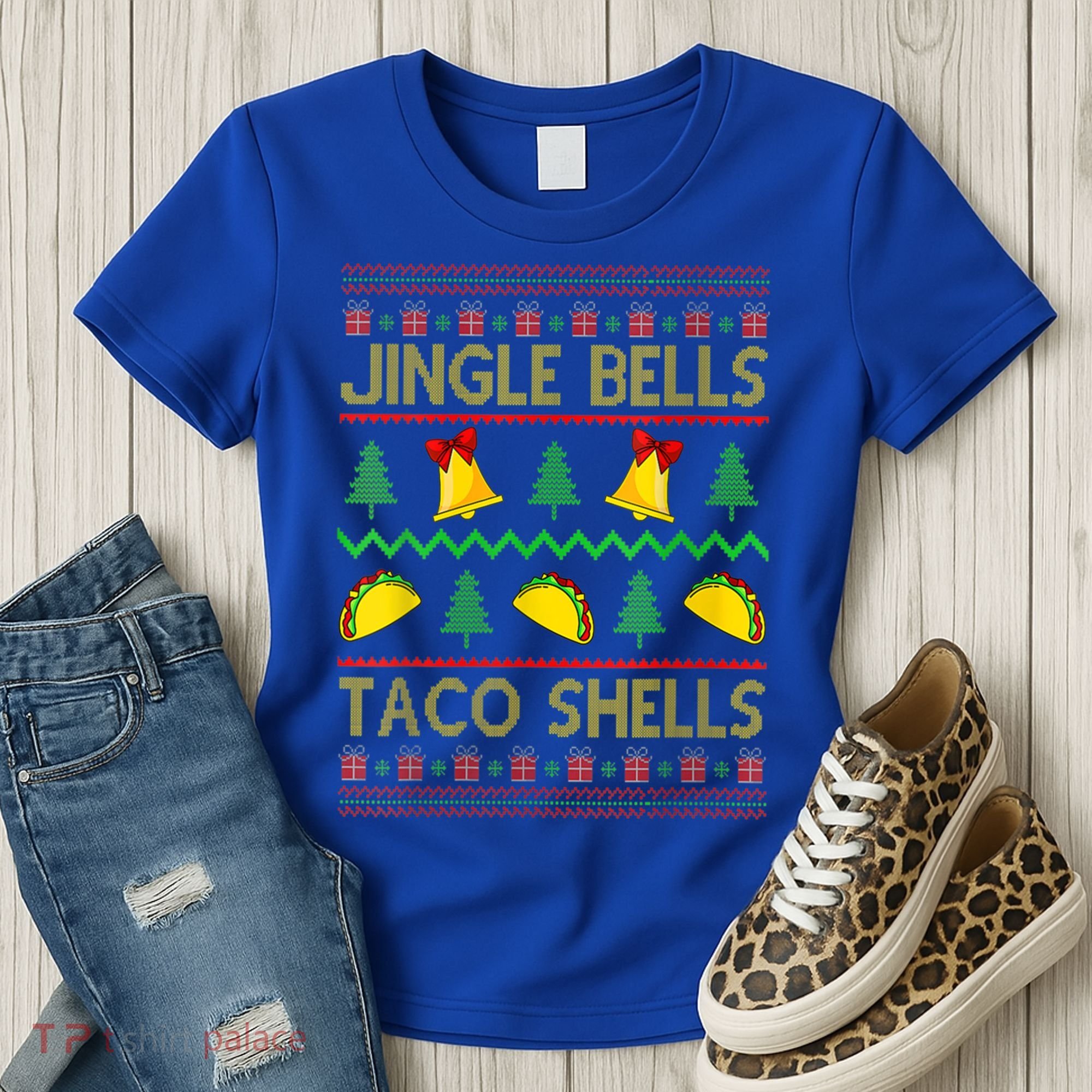 Jingle Bell Taco Shells Funny Christmas Mexican Gift Women's T-Shirt