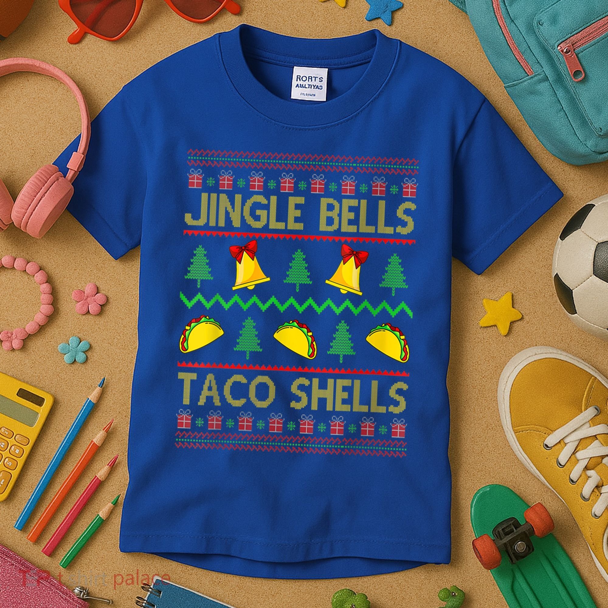 Jingle Bell Taco Shells Funny Christmas Mexican Gift Kids T-Shirt