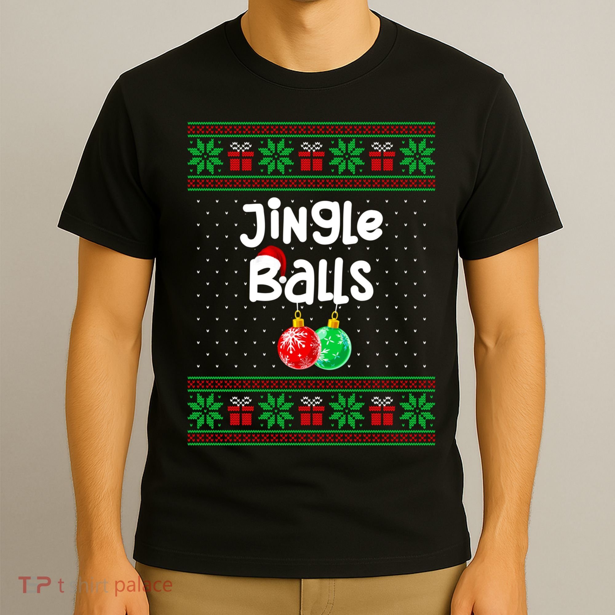 Jingle Balls Tinsel Tits Funny Matching Couple Ugly Christmas Sweater T-Shirt