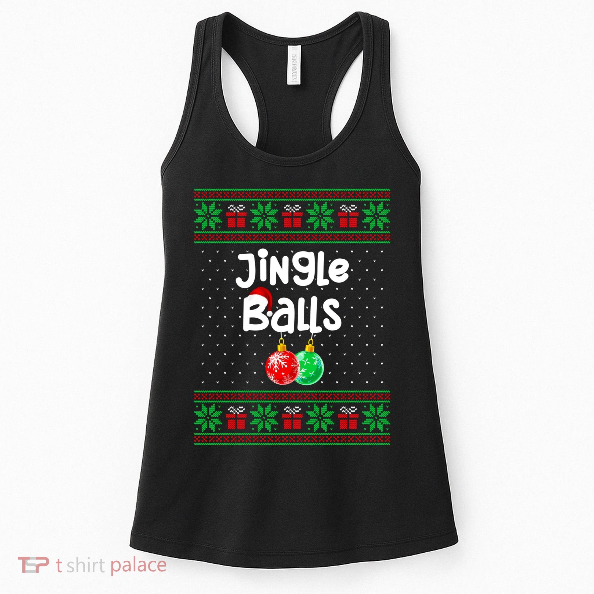 Jingle Balls Tinsel Tits Funny Matching Couple Ugly Christmas Sweater Women's Tank Top