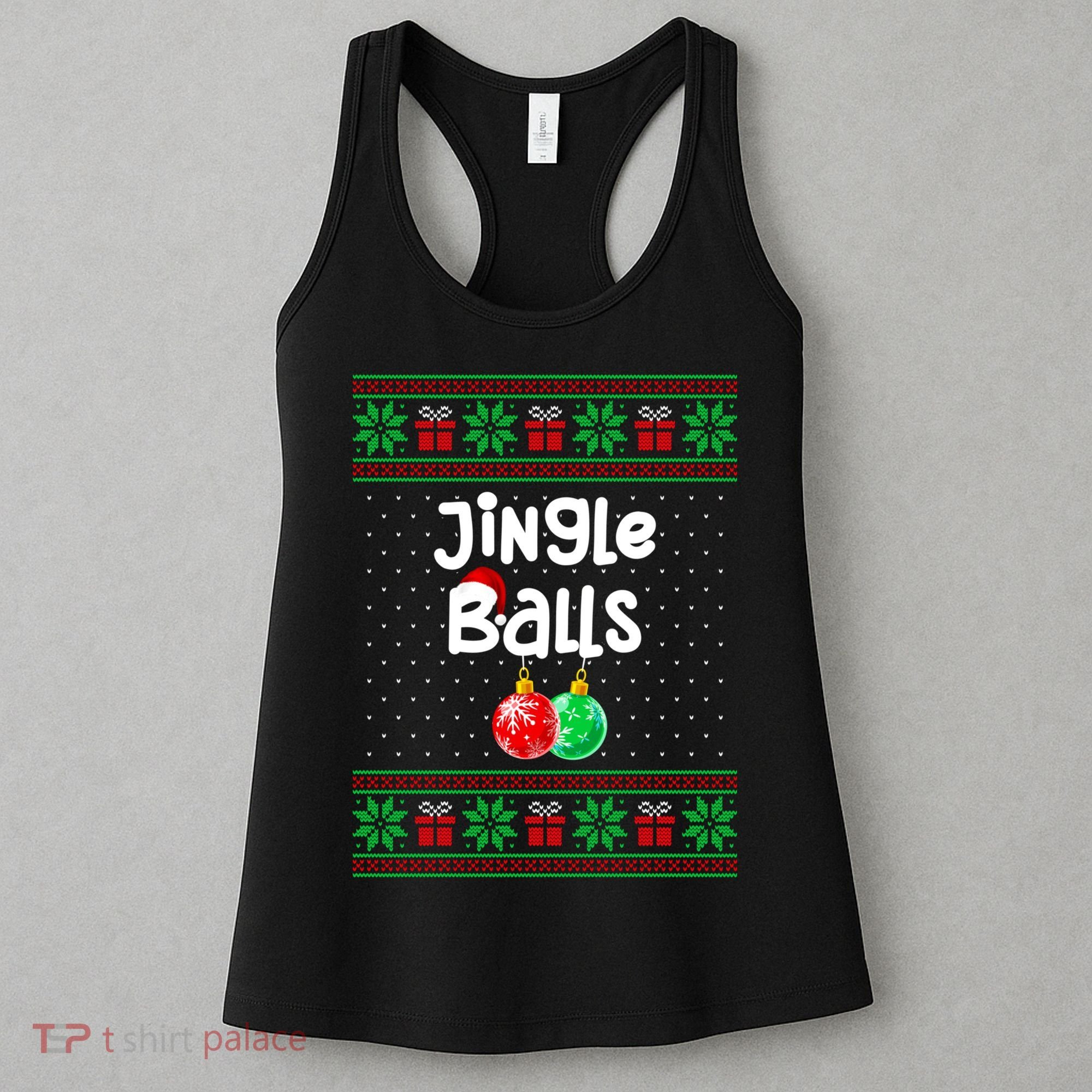 Jingle Balls Tinsel Tits Funny Matching Couple Ugly Christmas Sweater Women's Tank Top