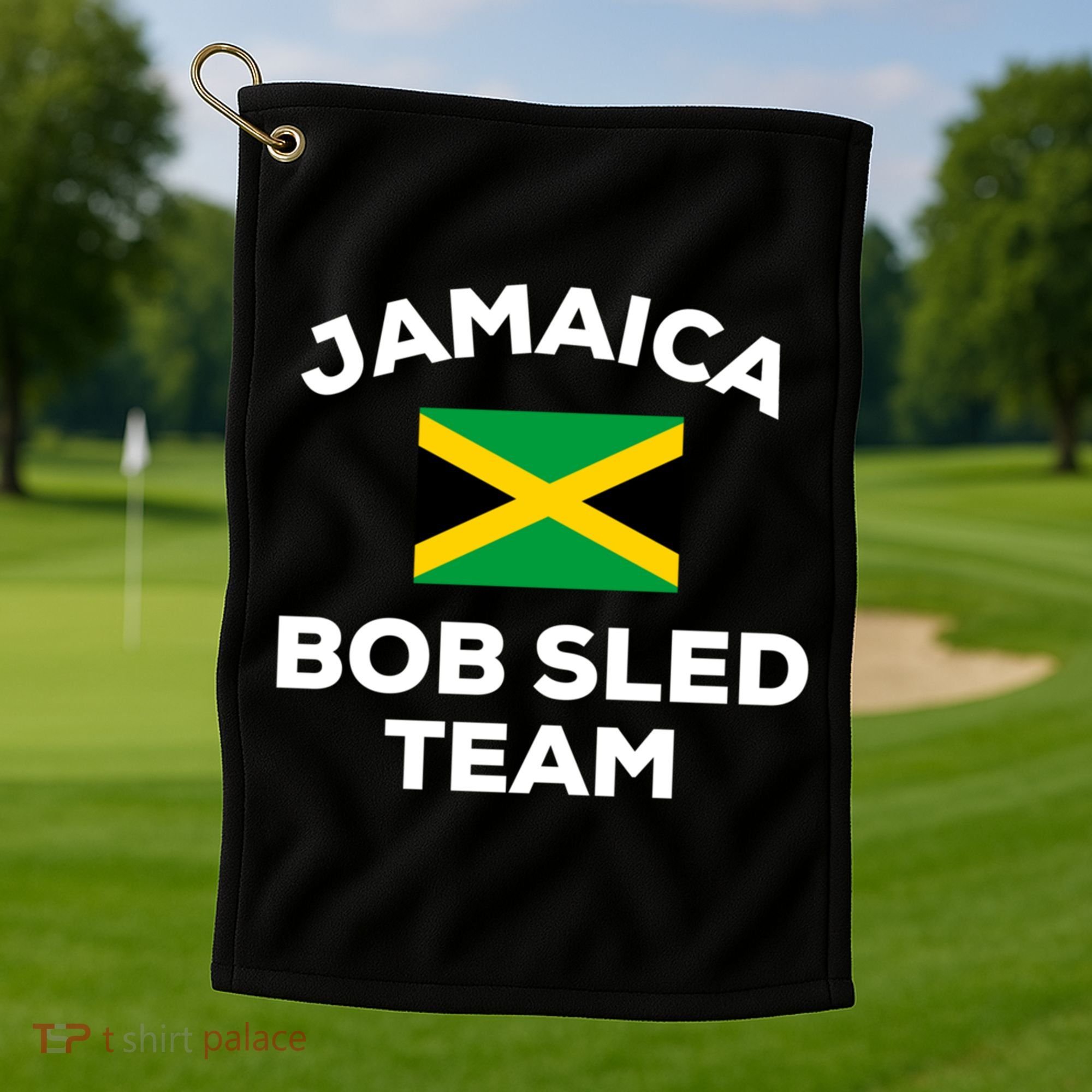 Jamaica Bobsled Team Jamaican Flag Gift Golf Towel