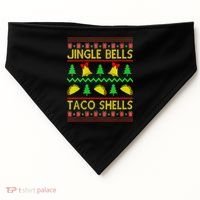 Jingle Bell Taco Shells Funny Christmas Mexican USA-Made Doggie Bandana thumb 0
