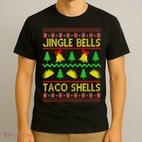 Jingle Bell Taco Shells Funny Christmas Mexican T-Shirt thumb 3