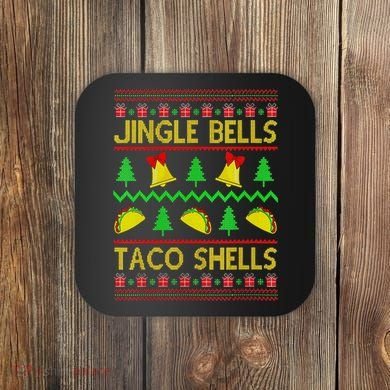 Jingle Bell Taco Shells Funny Christmas Mexican Coaster