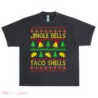 Jingle Bell Taco Shells Funny Christmas Mexican Urban Oversized Heavyweight T-Shirt thumb 0
