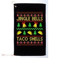 Jingle Bell Taco Shells Funny Christmas Mexican Golf Towel thumb 0