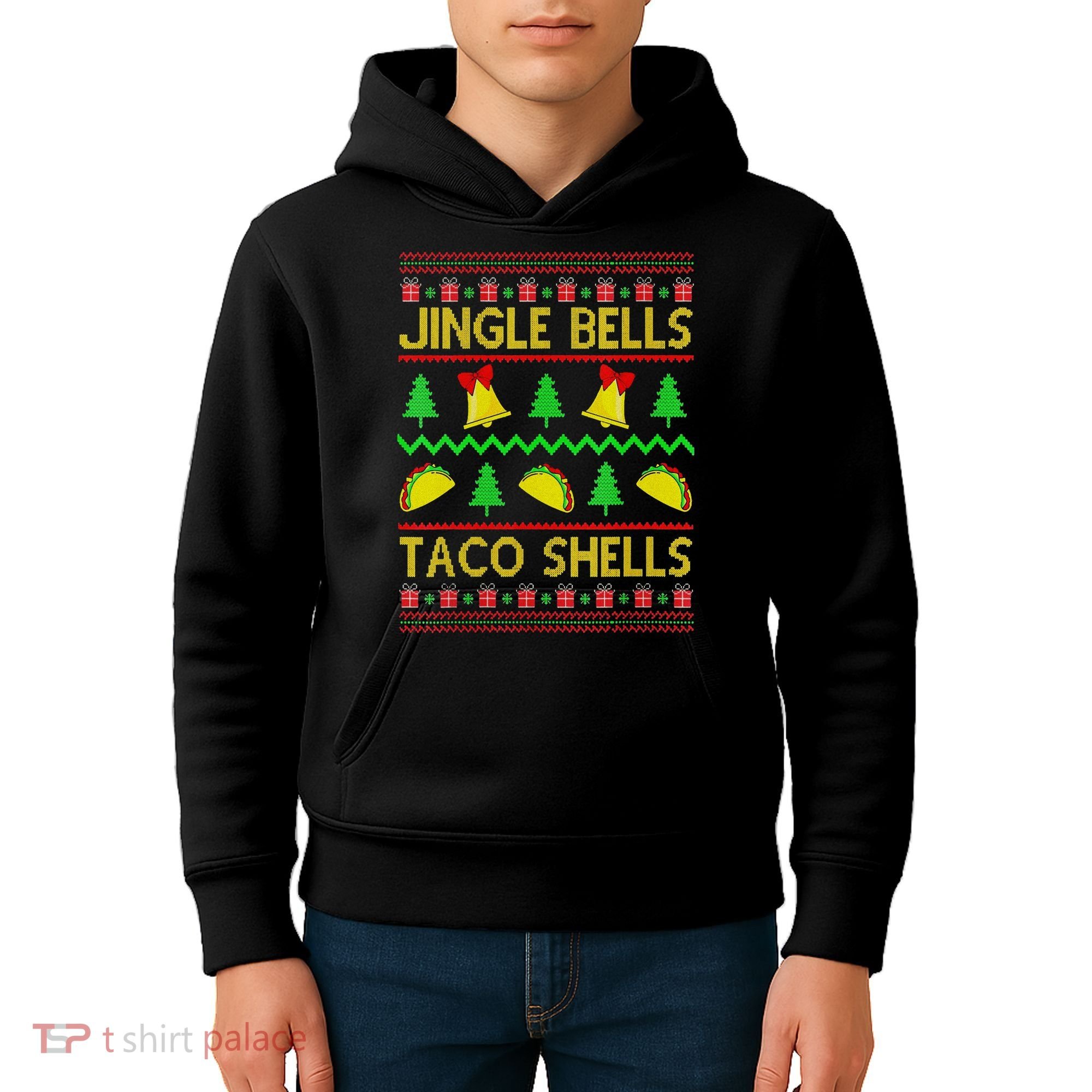 Jingle Bell Taco Shells Funny Christmas Mexican Kids Hoodie