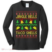 Jingle Bell Taco Shells Funny Christmas Mexican Kids Long Sleeve Shirt thumb 0