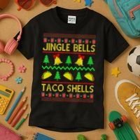 Jingle Bell Taco Shells Funny Christmas Mexican Kids T-Shirt thumb 3