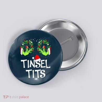 Jingle Balls Tinsel Tits Couples Christmas Matching Couple Button