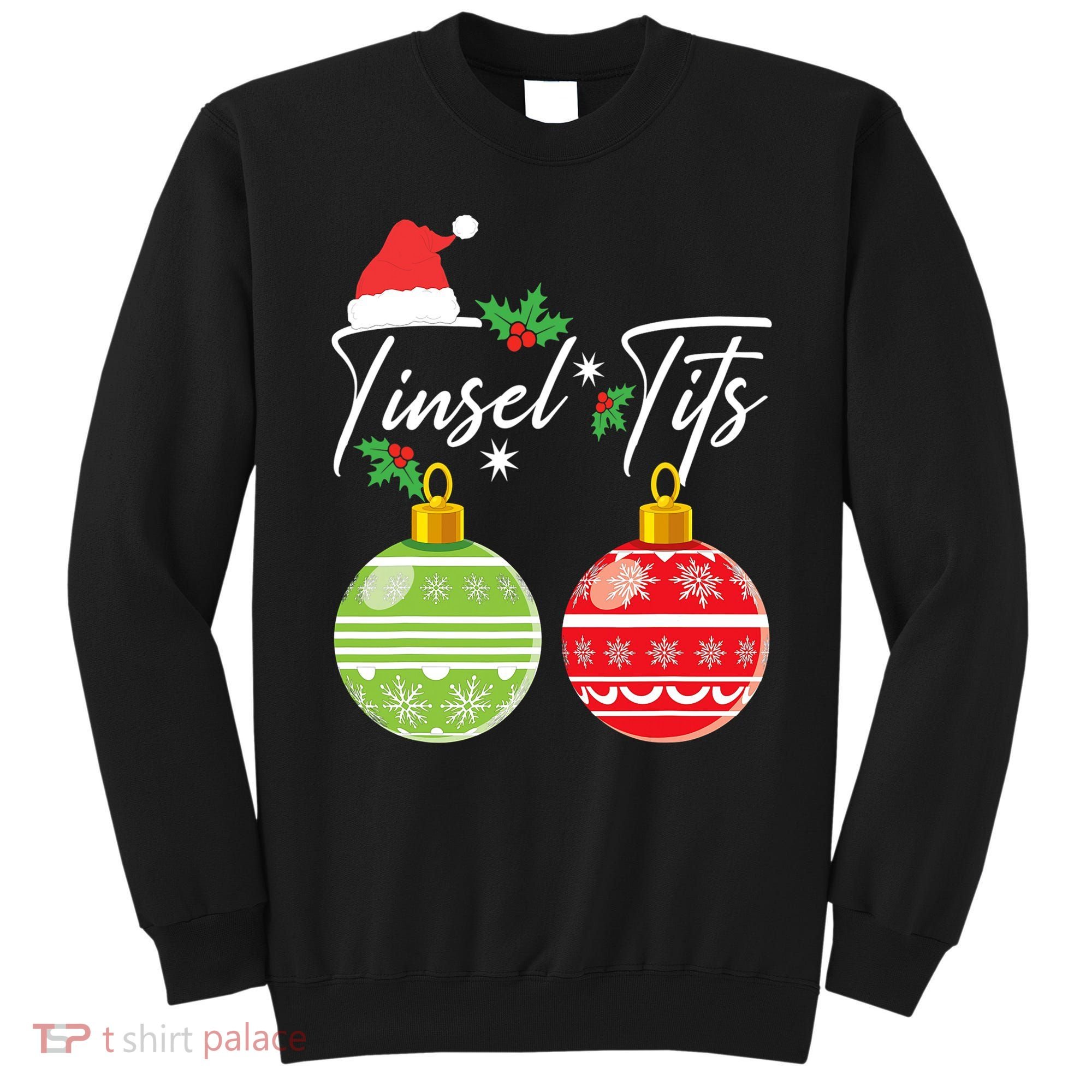 Jingle Balls Tinsel Tits Funny Christmas Matching Couple Sweatshirt
