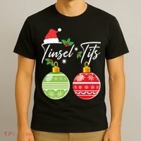 Jingle Balls Tinsel Tits Funny Christmas Matching Couple T-Shirt thumb 3