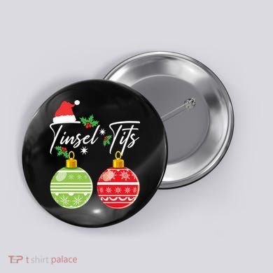 Jingle Balls Tinsel Tits Funny Christmas Matching Couple Button