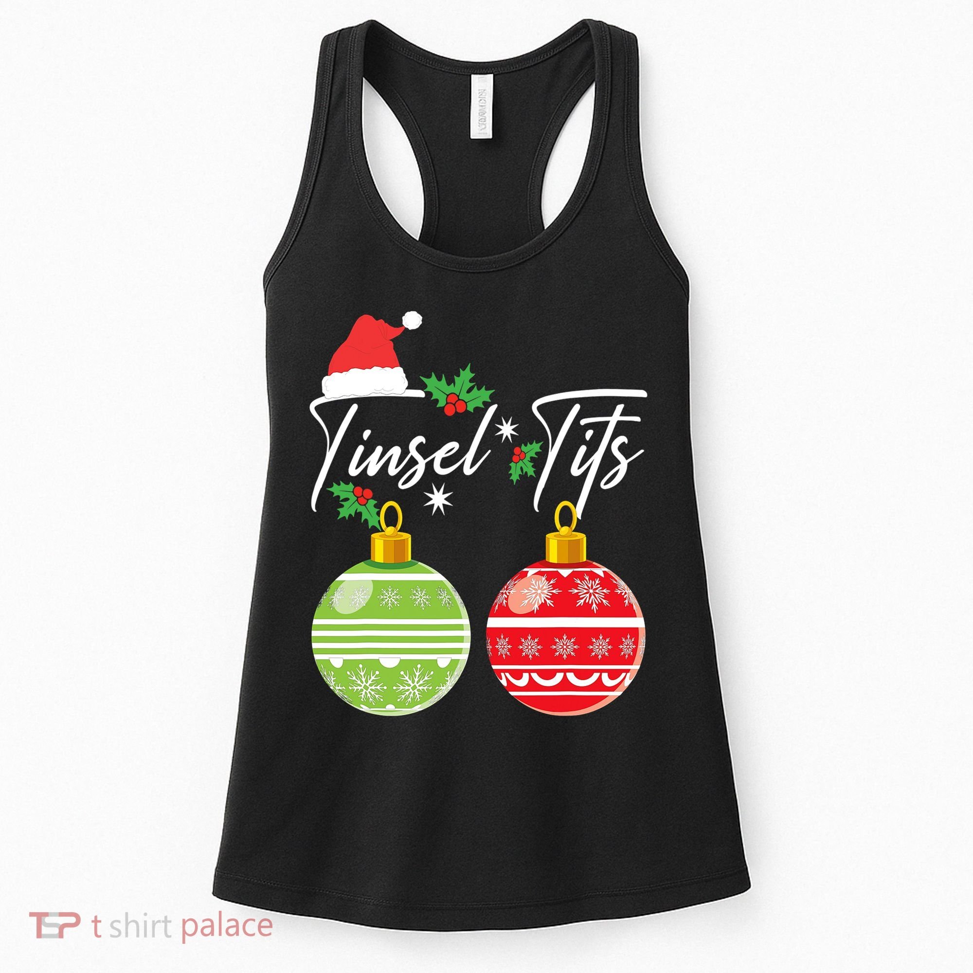 Jingle Balls Tinsel Tits Funny Christmas Matching Couple Women's Tank Top