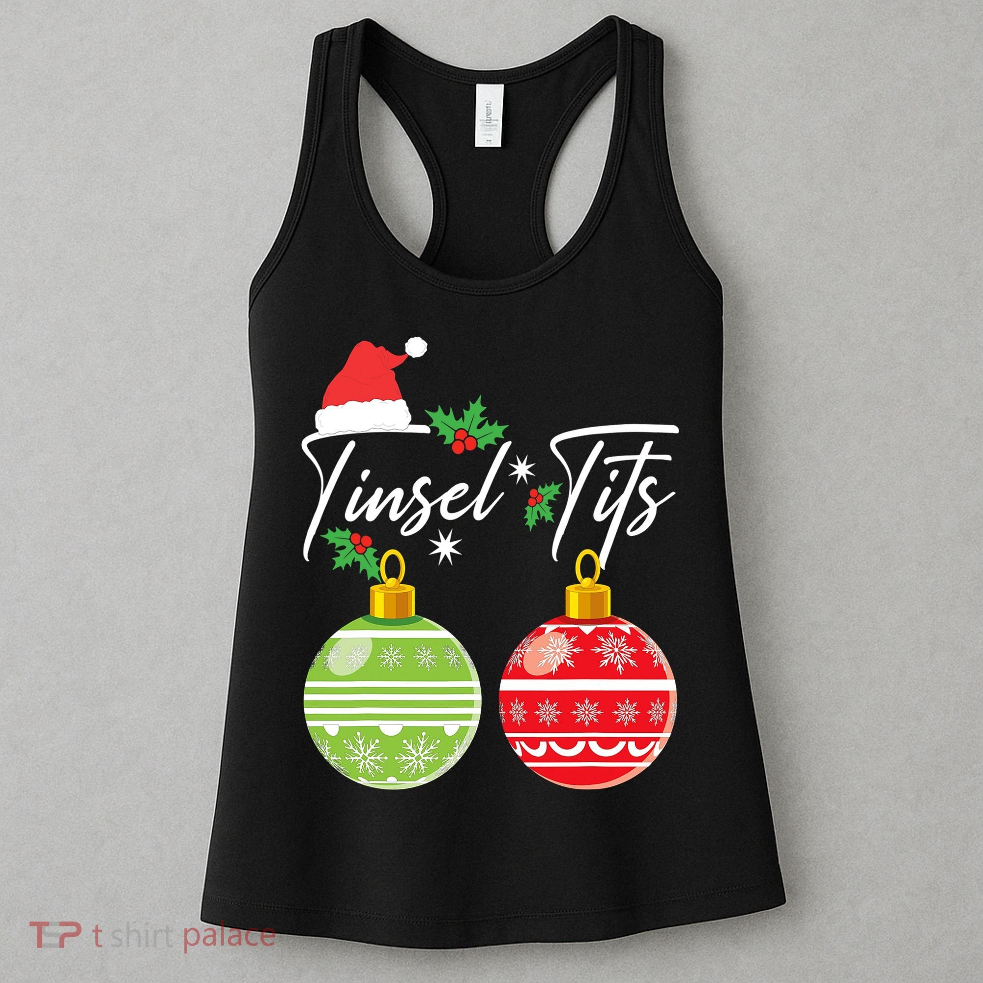Jingle Balls Tinsel Tits Funny Christmas Matching Couple Women's Tank Top
