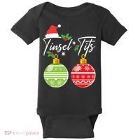 Jingle Balls Tinsel Tits Funny Christmas Matching Couple Baby Bodysuit thumb 0