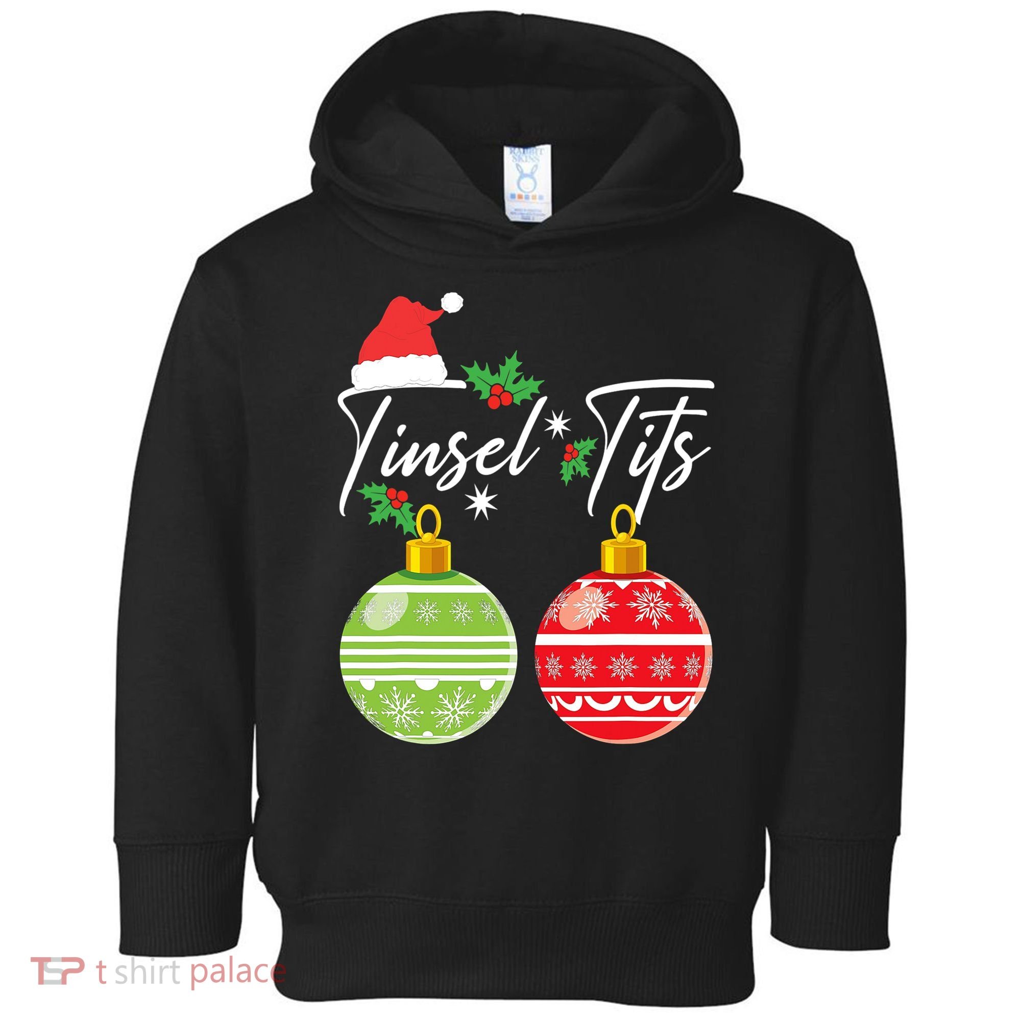Jingle Balls Tinsel Tits Funny Christmas Matching Couple Toddler Hoodie