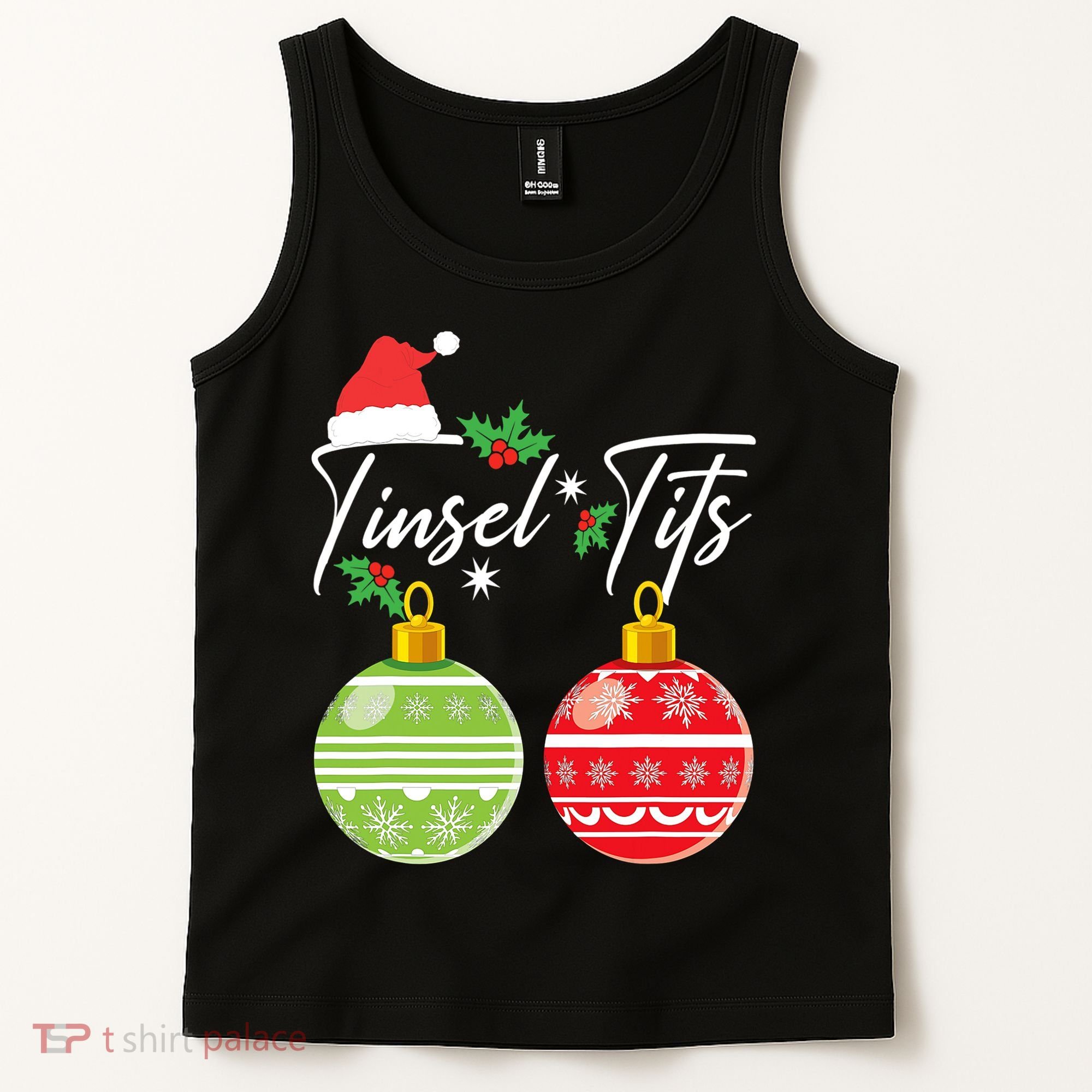 Jingle Balls Tinsel Tits Funny Christmas Matching Couple Tank Top