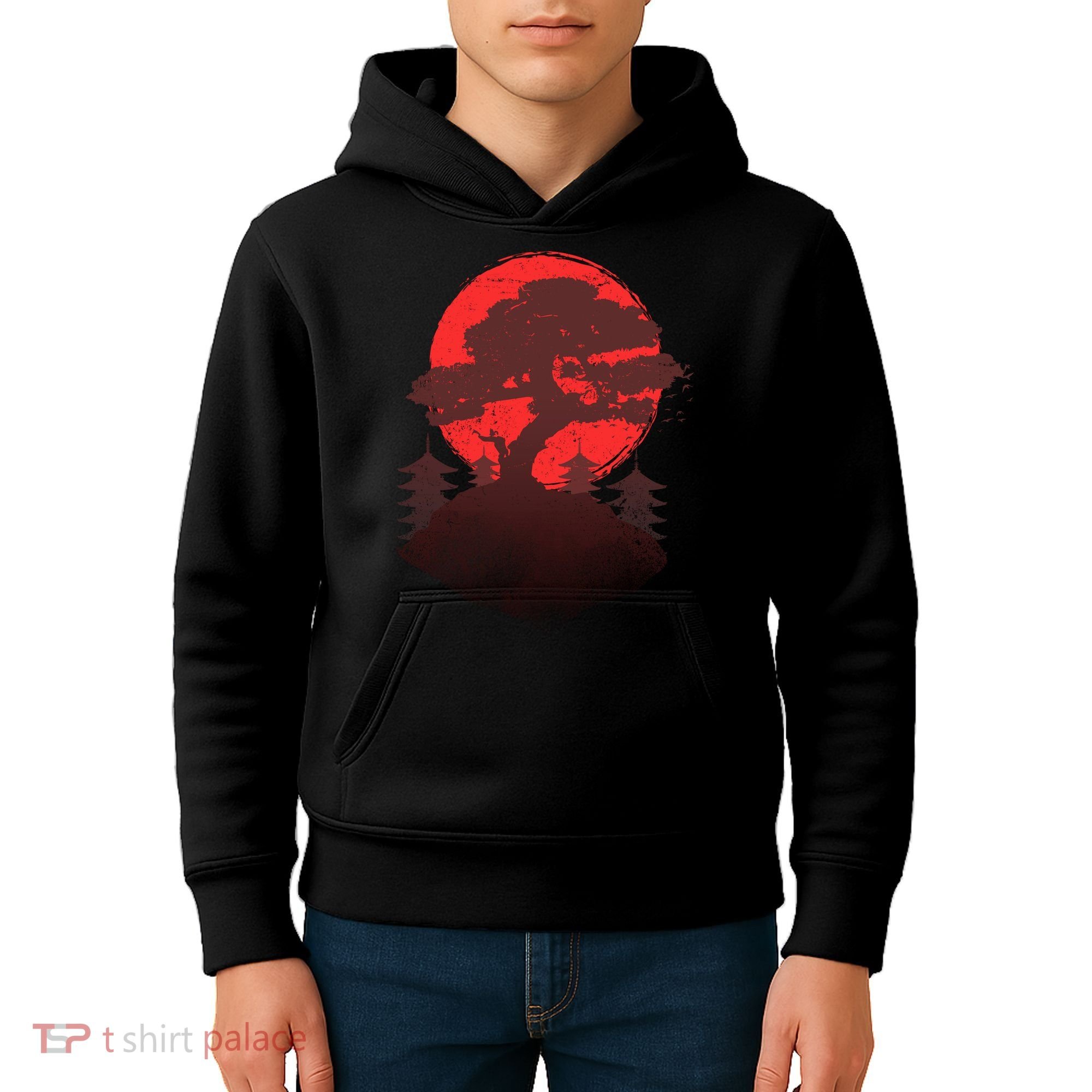 Japanese Bonsai Tree Scene Kids Hoodie