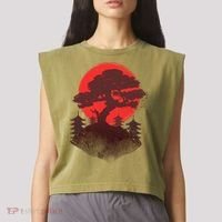 Japanese Bonsai Tree Scene Garment-Dyed Women's Muscle Tee thumb 2