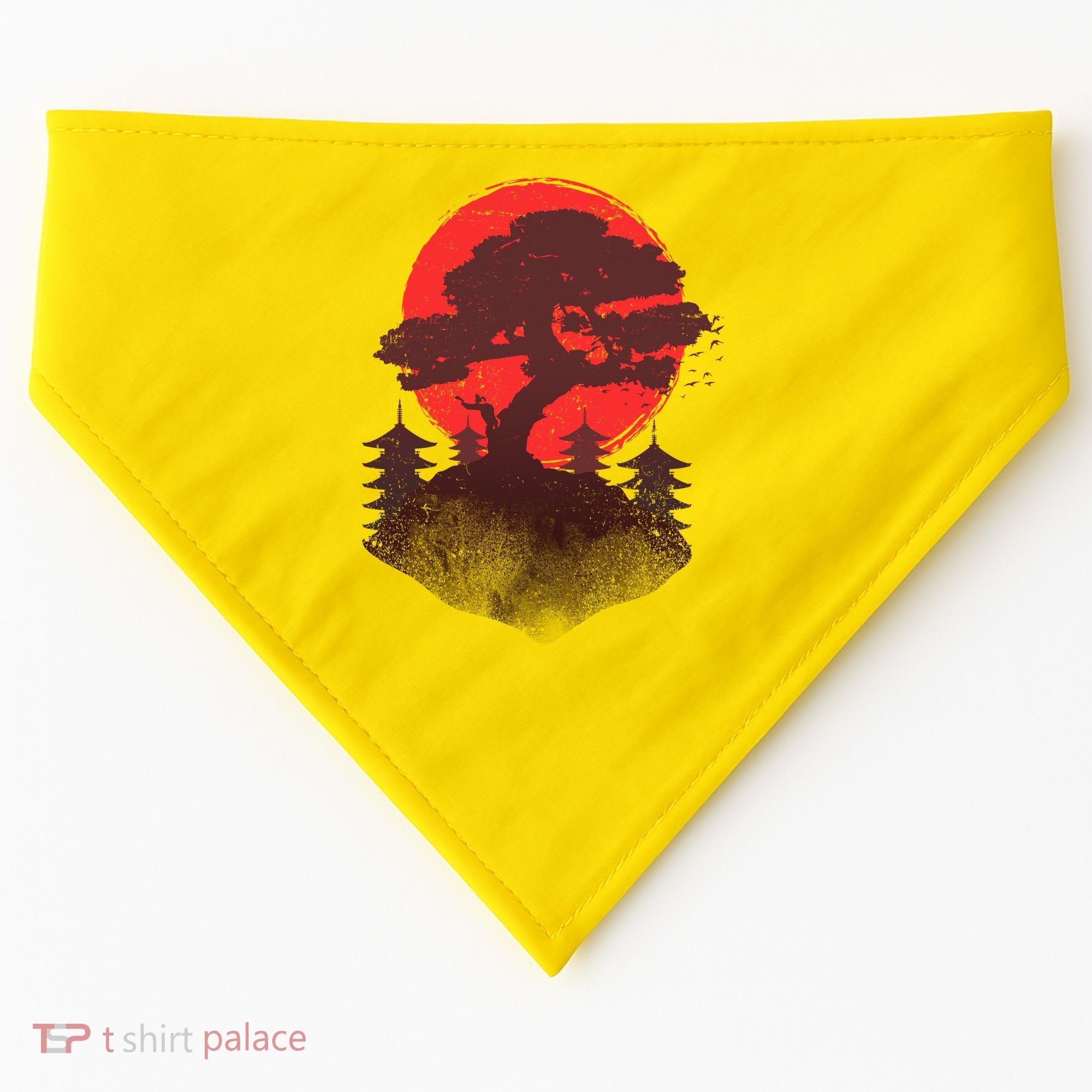 Japanese Bonsai Tree Scene USA-Made Doggie Bandana