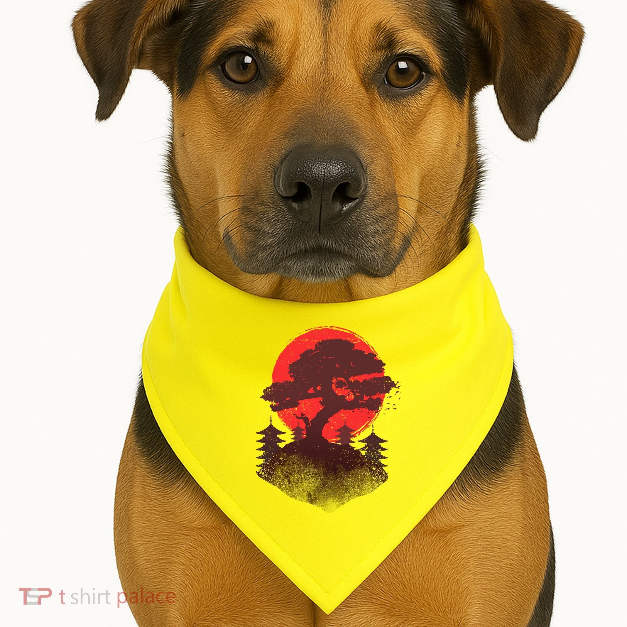 Japanese Bonsai Tree Scene USA-Made Doggie Bandana