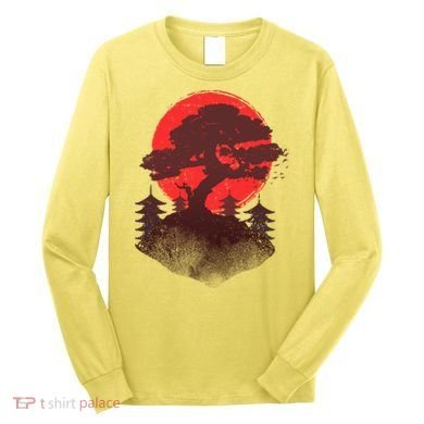 Japanese Bonsai Tree Scene Long Sleeve Shirt