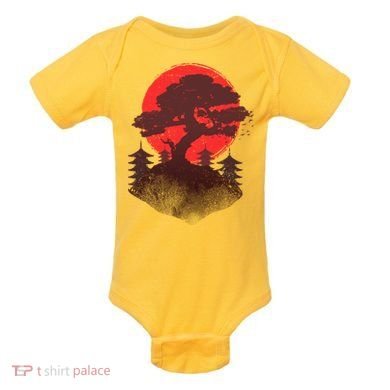 Japanese Bonsai Tree Scene Baby Bodysuit