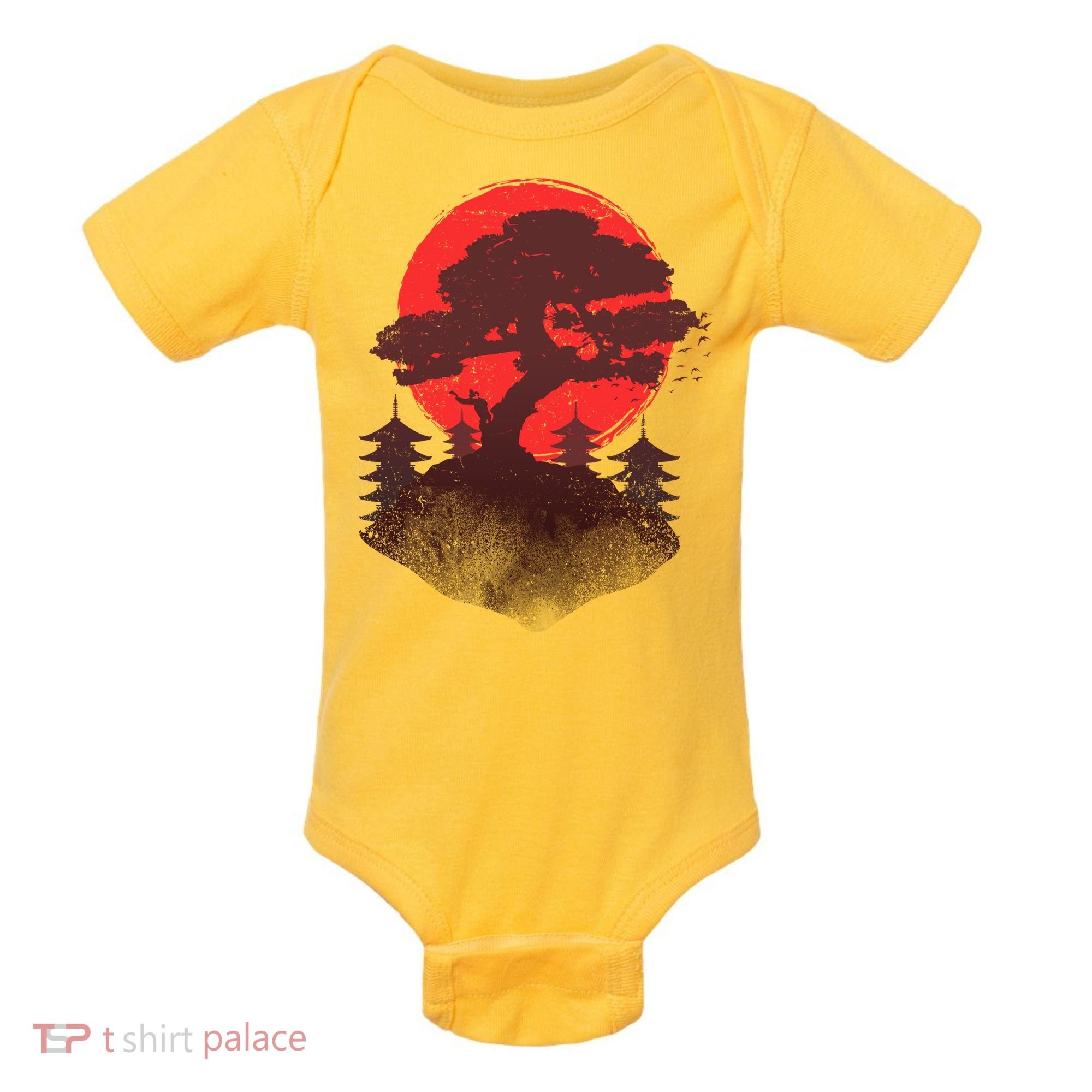 Japanese Bonsai Tree Scene Baby Bodysuit