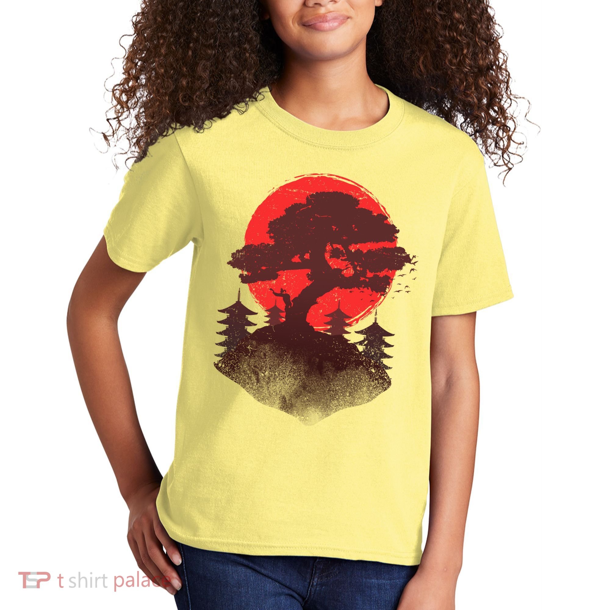 Japanese Bonsai Tree Scene Kids T-Shirt