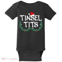 Jingle Balls Tinsel Tits Funny Matching Couple Chestnuts Baby Bodysuit thumb 0