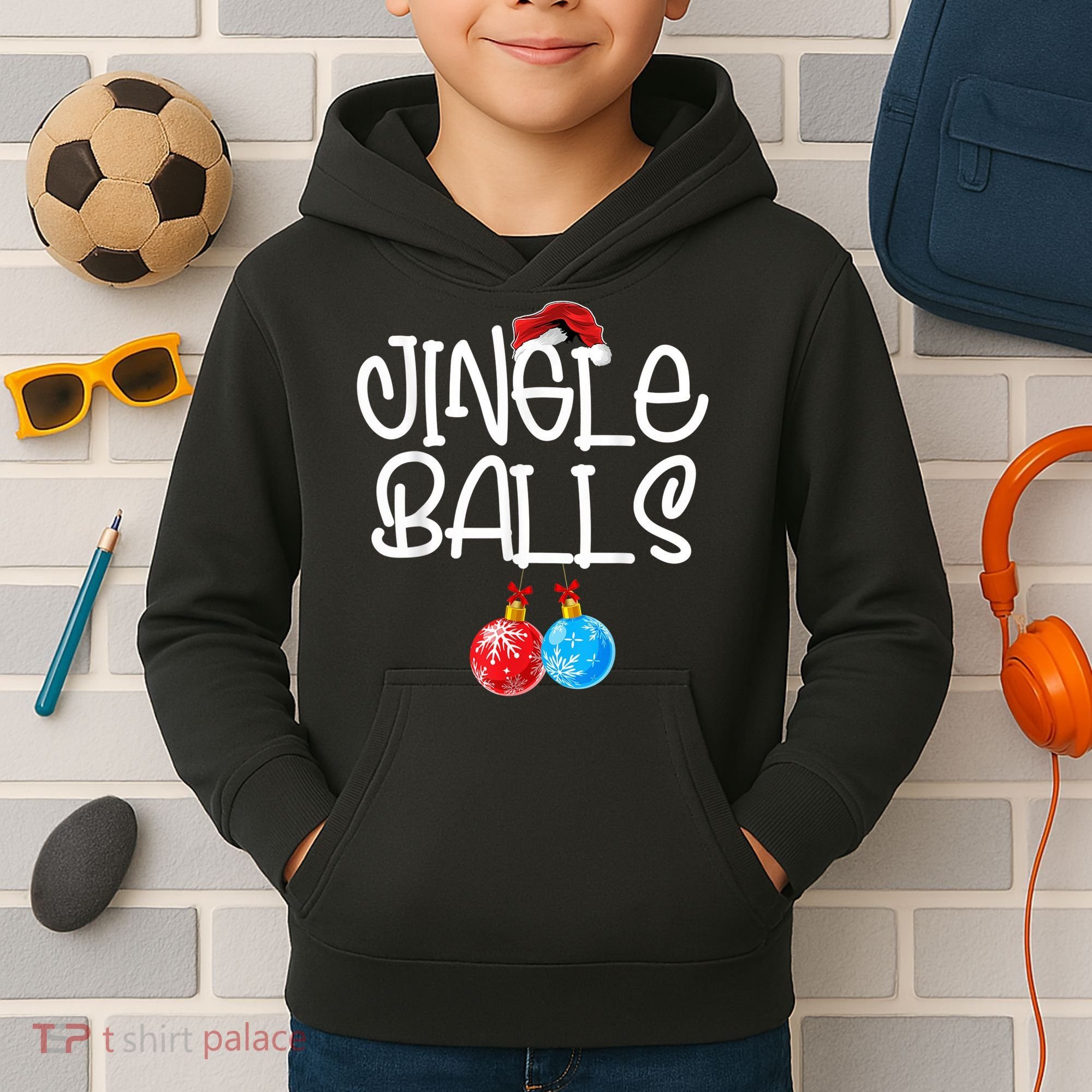 Jingle Balls Tinsel Tits Couple Funny Christmas Matching Kids Hoodie