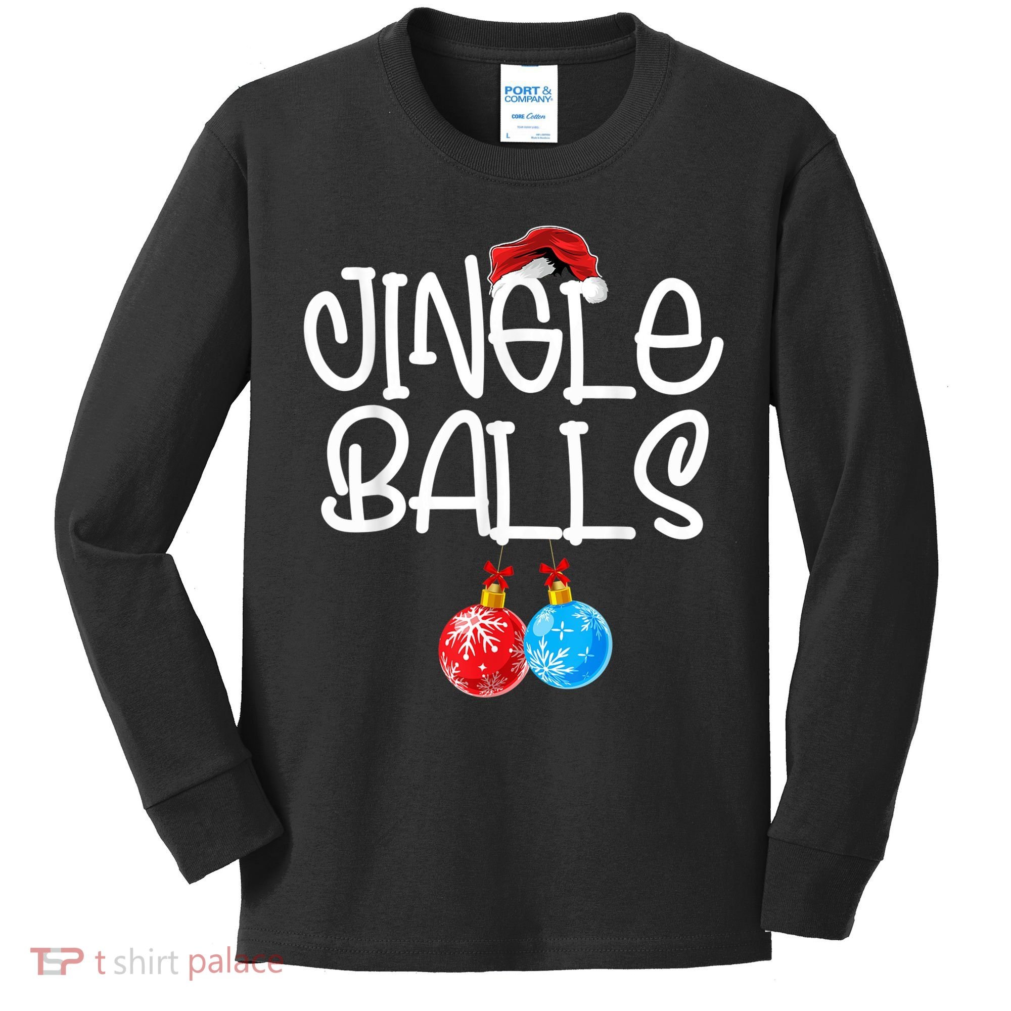 Jingle Balls Tinsel Tits Couple Funny Christmas Matching Kids Long Sleeve Shirt