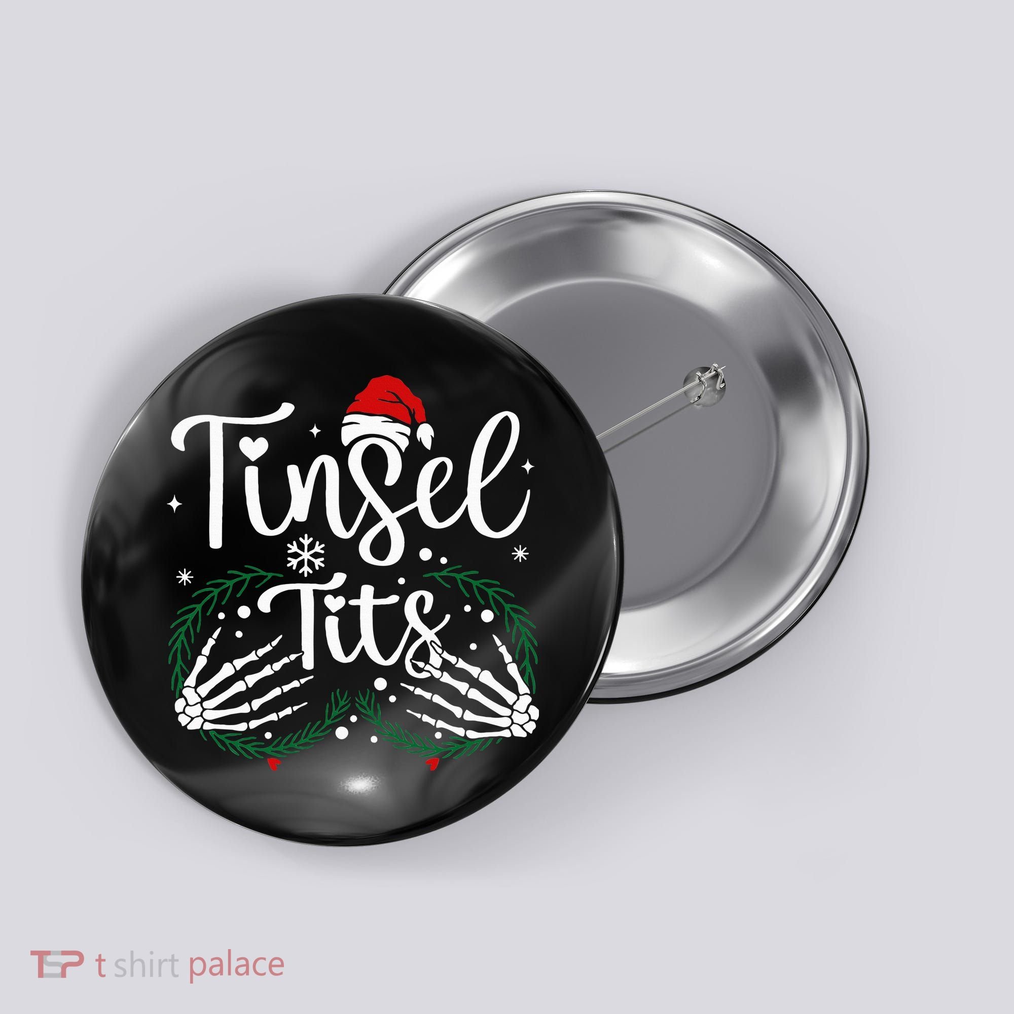 Jingle Balls Tinsel Tits Matching Xmas Couples Button