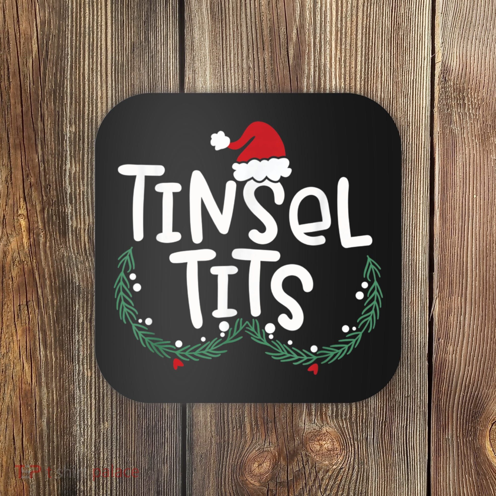 Jingle Balls Tinsel Tits Couples Christmas Matching Couple Coaster