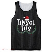 Jingle Balls Tinsel Tits Couples Christmas Matching Couple Mesh Reversible Basketball Jersey Tank thumb 0
