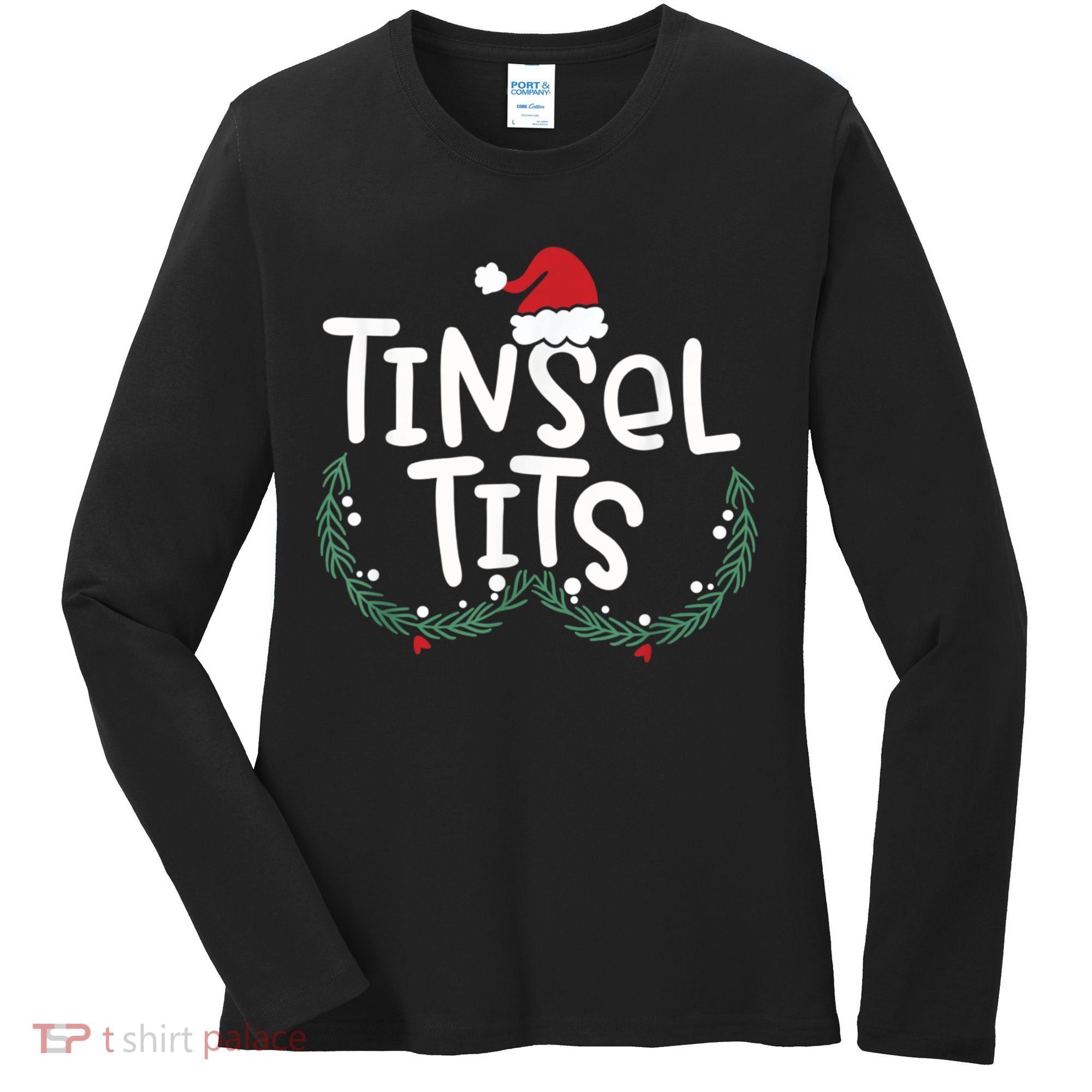 Jingle Balls Tinsel Tits Couples Christmas Matching Couple Women's Long Sleeve Shirt