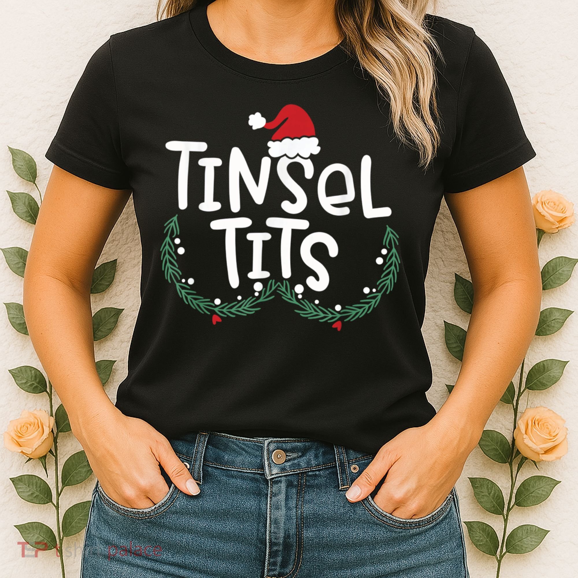 Jingle Balls Tinsel Tits Couples Christmas Matching Couple Women's T-Shirt