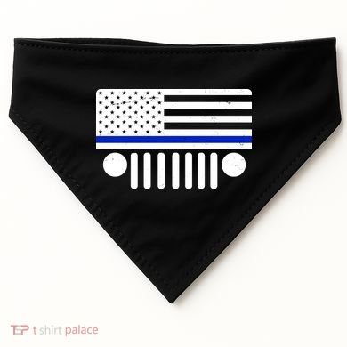 Blue Thin Line American Flag Car Off Roading USA-Made Doggie Bandana