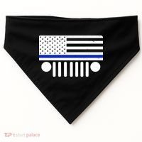 Blue Thin Line American Flag Car Off Roading USA-Made Doggie Bandana thumb 0