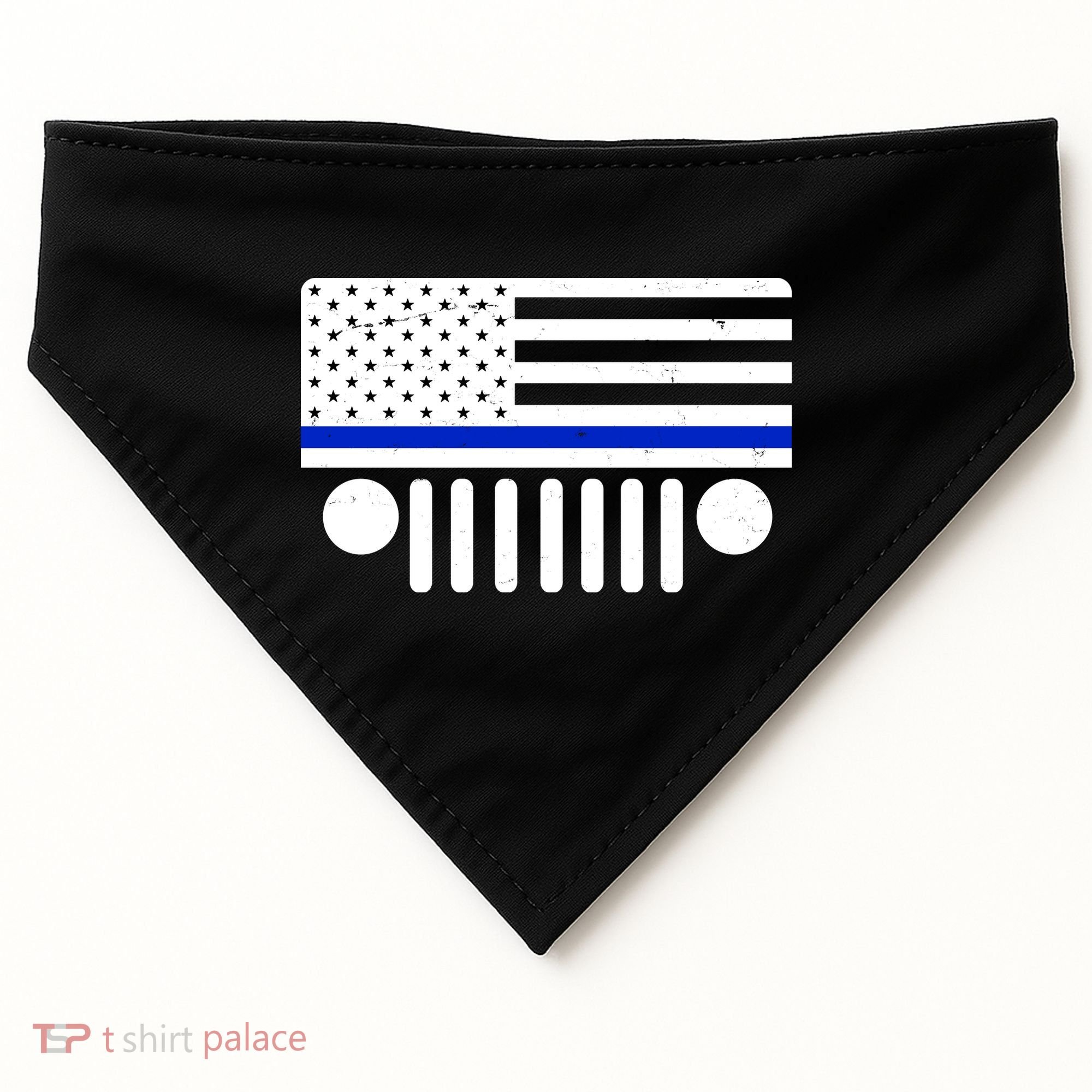 Blue Thin Line American Flag Car Off Roading USA-Made Doggie Bandana