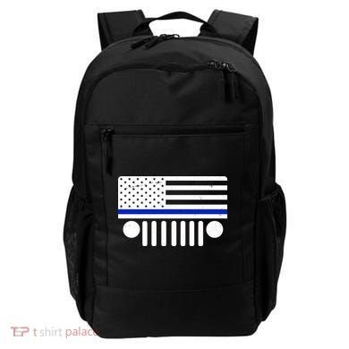 Blue Thin Line American Flag Car Off Roading Backpack