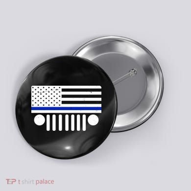 Blue Thin Line American Flag Car Off Roading Button