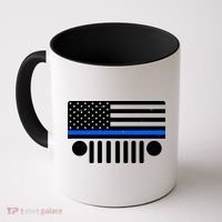 Blue Thin Line American Flag Car Off Roading Coffee Mug thumb 0