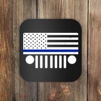 Blue Thin Line American Flag Car Off Roading Coaster thumb 0