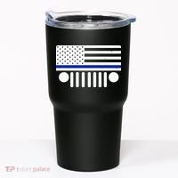 Blue Thin Line American Flag Car Off Roading Tumbler thumb 0
