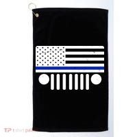 Blue Thin Line American Flag Car Off Roading Golf Towel thumb 0