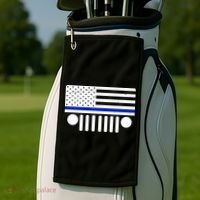 Blue Thin Line American Flag Car Off Roading Golf Towel thumb 2