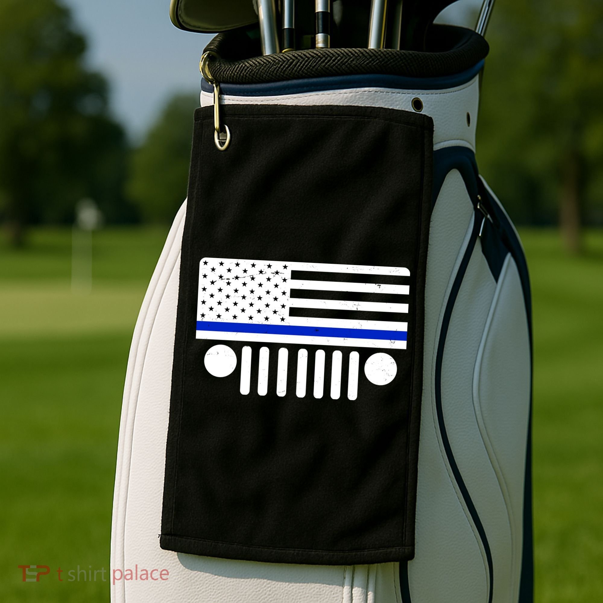 Blue Thin Line American Flag Car Off Roading Golf Towel